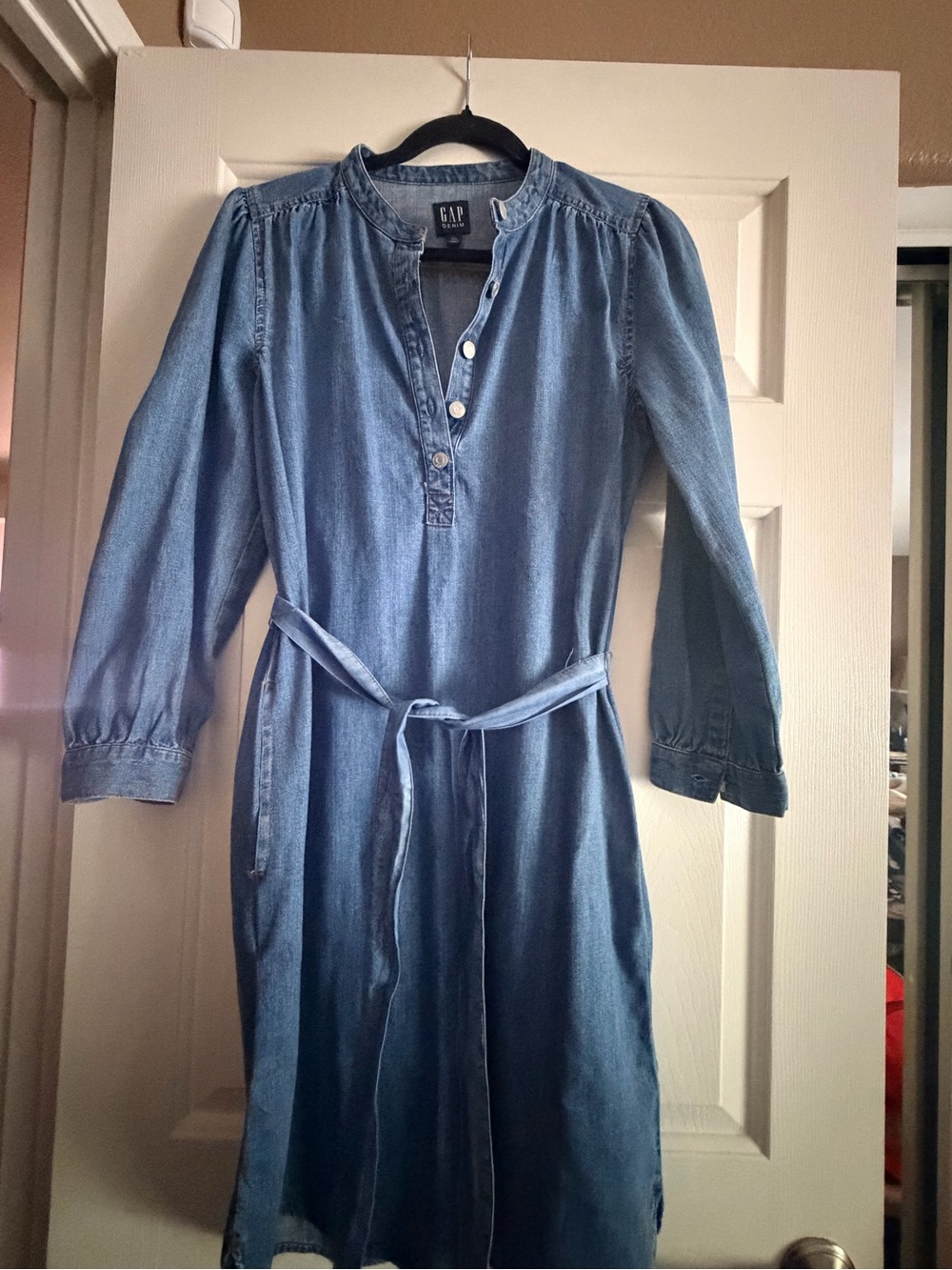GAP Light Blue Denim Midi Shirt Dress - Picture 2 of 8
